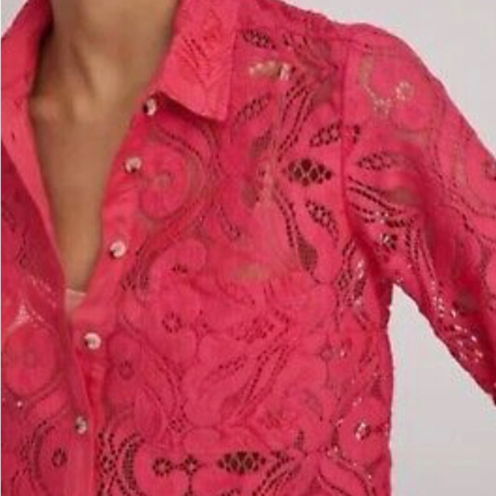 Maeve (Anthropologie) Hot Pink Lace Blouse | Size 4